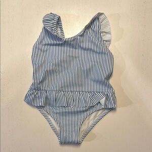 NWT Jacadi Paris Baby Girl Striped Swimsuit, Blue & White Size 18M